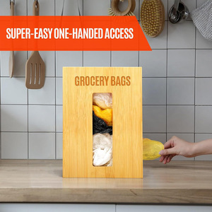 Bamboo Grocery Bag <b>Storage</b> <b>Box</b> Square Wall Mounted Punch Free Organizer for <b>Kitchen</b> Use - Product Image 4