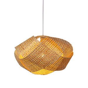 Lámparas Colgantes de Ratán E26, Acero Inoxidable, Altura Ajustable, Varias Formas, Pantallas de Techo Tejidas Naturales para Decoración de Interiores - Product Image 3