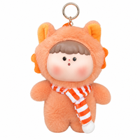 Zaves En gros Porte-clés et sacs à main en peluche orange, motif mascotte animal à capuche, écologiques, durables, best-seller, adorable, doux, à rayures, avec personnage