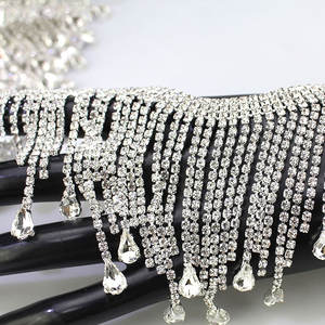 Haut de gamme Waterdrop Fringe Verre Cristal Décolleté <span class=keywords><strong>Strass</strong></span> Appliques pour Robes De Mariée WNLC-132 - Product Image 3