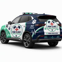 Kit de graphismes pour véhicule de secours d'urgence, autocollant pour voiture de service mobile de clinique vétérinaire |   Enveloppement en vinyle personnalisé pour la promotion de SUV