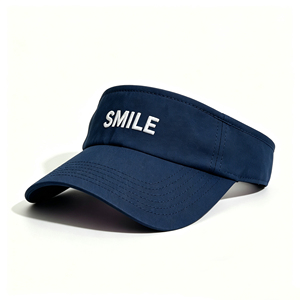 หมวกบังแดดปักลายรอยยิ้มสีน้ำเงินกรมท่า น้ำหนักเบา ระบายอากาศได้ดี สายรัดปรับได้ สำหรับกอล์ฟ เทนนิส วิ่ง กีฬากลางแจ้ง - Product Image 2