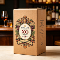 Boîte Cadeau Personnalisée de Luxe en Papier Doré pour Brandy Nocturne XO, Production en 72H, Boîte d'Emballage Imperméable en Carton Ondulé pour Bouteille de Spiritueux et de Vin