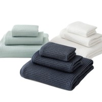 Serviette de bain en coton pur jacquard gaufré nid d'abeille pour le visage et les mains, séchage rapide