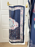 Robe Kaftan + Foulard Imprimé Floral Bohème en Satin Léger, Cache-maillot de Plage Ample pour Femme, Robe de Vacances à Imprimé Abstrait