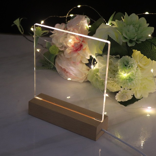 Warm Light Gift for Women Men Personalized DIY Acrylic Night Light Wood Base with Message Board Room Home Office Décor Best Gift