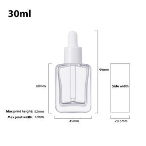 Nuevo Envase Cosmético de Lujo Personalizado, Botella de Vidrio Cuadrada Plana de 30 ml con Fondo Grueso, Color Morado Transparente, para Suero, Aceite Esencial, con Gotero - Product Image 2