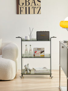 Salon multi-purpose trolley transparent sofa side table Nordic acrylic home storage rack movable side <b>cabinet</b> - Product Image 5