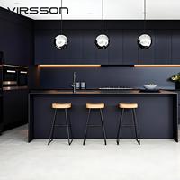 Meubles de cuisine de luxe en bois MDF et contreplaqué avec îlot central pour appartement