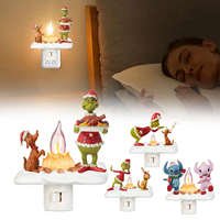 Noel Grinched Nightlight Led sahte yangın hayalet lambası cadılar bayramı hayalet yatak odası gece lambası kapalı süslemeleri hediyeler için aile