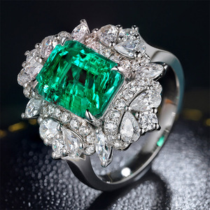 Tùy Chỉnh 18K Vàng Mạ Nhẫn Chúng Tôi 4 #-12 # Đồ Trang Sức Hoa Hình Dạng Mian Đá Ngọc Lục Bảo Đá Quý Kim Cương Vàng Ngón Tay Nhẫn Cho Phụ Nữ Món Quà - Product Image 2