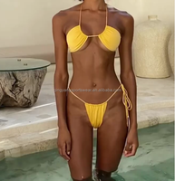 2022 Handgemaakte Sexy Kleine Hoge Taille Strandkleding Trendy Mini T-Back Micro Badmode Vrouwen G-String Door String Bikini