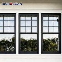 Ventanas Verticales de Doble Hoja de Aluminio Resistentes a Huracanes RICHOCEAN, Insonorizadas, con Doble Acristalamiento, Fáciles de Limpiar