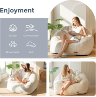 Modernes Weißes Muschel-Design Faltbares Faulbett mit Kunstfell Tragbarer Runder Sitzsessel für Schlafzimmer Apartment Wohnzimmer