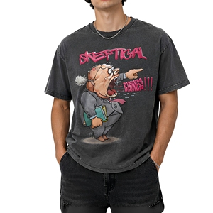 เสื้อยืดผู้ชายพิมพ์ลายการ์ตูนธุรกิจแนวคิดขัดแย้ง ทรงปกติ คอกลม แขนสั้น ผ้าเจอร์ซีย์ลำลอง ผ้าฝ้าย พิมพ์ลายกราฟิก - Product Image 1