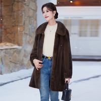 Eleganter mittellanger REAL MINK Pelzmantel für Frauen Lässige Winter oberbekleidung für Mütter