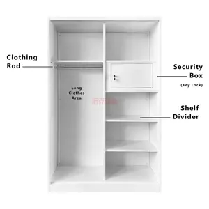 Demountable China Made Furniture Modern 2 Sliding Doors Locker Simple Design Steel Clothes Closet Bedroom Cabinet Metal Wardrobe