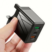 Chargeurs de téléphone portable rapides 1 USB C 2 ports USB PD QC3.0 45W avec prise UK EU US, chargeur mural 3 USB