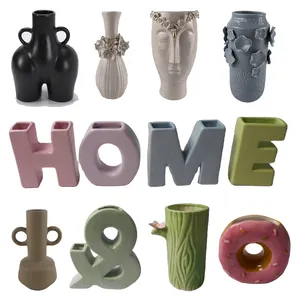 人体对接造型陶瓷人体艺术北欧花花瓶家居装饰饰品