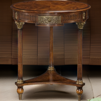 Haute qualité traditionnel Antique Alexander classique luxe salon meubles teck bois sculpter incrustation placage métal table basse