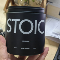 Pot en PET noir de 16 oz à large ouverture avec couvercle hermétique pour le stockage de grains de café, de thé, de bonbons, de compléments alimentaires, bouteille en plastique vide, vente en gros