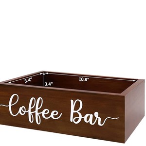 <b>Wooden</b> Coffee Bar Storage Box Rectangular Desktop Organizer With <b>Lettering</b> For Kitchen And Dining Room - Product Image 5