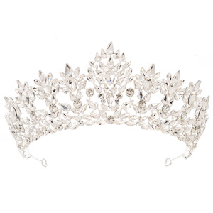 Vente en gros de postiche couronne de mariée baroque en alliage cristal accessoires de mariage diadème rouge bleu vert rose pour les mariages de reconstitution historique - Product Image 5
