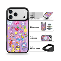 Coque de téléphone AG Feeling Black Edge avec motif puzzle violet doré pour iPhone 17, 17 Pro Max, 16 Pro, 15, 15 Pro Max, 15 Pro, 14 Pro Max – Coque magnétique
