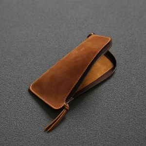 Cartera Ultrafina de Cuero Genuino para Hombre con Cierre, Diseño Retro Simple de Cuero Crazy Horse, Portátil y Juvenil - Product Image 4