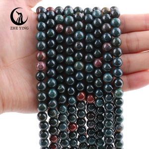 Zhe Ying 6/8/10mm Cuentas de piedra de sangre india Cuentas sueltas de piedra de sangre de piedra natural - Product Image 6