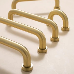 Brush Brass Golden Bending U Shape Handles and <strong>Knobs</strong> Solid Brass Cabinet Drawer Handles Cupboard Pulls Furniture Handles <strong>Knobs</strong> - Product Image 4