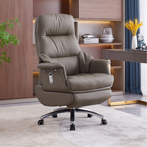 Intelligent Ergonomic <b>Chair</b> With USB Charging Lumbar <b>Support</b> Genuine Leather Executive Home Office P189-M Modern Design an - Product Image 6