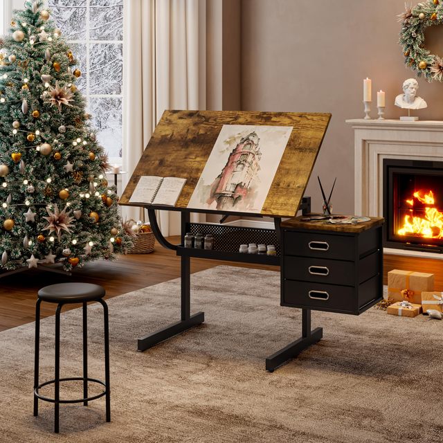 Adjustable Metal Drafting Table Watercolor Paintings Sketching Workstation Drawing Art Desk for Adults Home Office