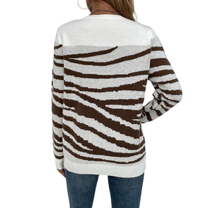 <span class=keywords><strong>Maglione</strong></span> da Donna Autunno Inverno con Motivo <span class=keywords><strong>Zebrato</strong></span>, Casual, Collo Tondo, Bottoni sulla Spalla, Maniche Lunghe - Product Image 2