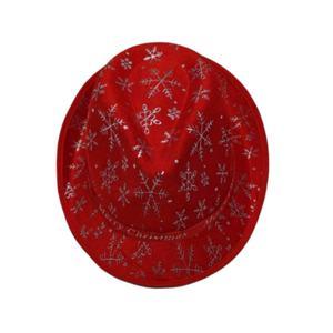 Sombrero Fedora Rojo Festivo de Navidad con Estampado de Copos de Nieve Plateados para Fiestas de Disfraces y Uso Unisex - Product Image 5