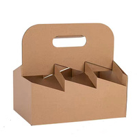 Support de tasses en carton kraft personnalisé avec logo, 4 emplacements, avec poignée, pour café à emporter, vente en gros OEM