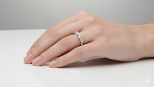 Marquise Cut Lab Grown Diamond Half <b>Eternity</b> <b>Ring</b> 925 <b>Silver</b> / 10KT 14KT 18KT White Gold Wedding Band <b>Ring</b> - Product Image 5