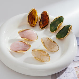 Wholesale Luxury Fadeless <b>Earrings</b> Autumn Winter Women Fashion Jewelry Stainless Steel <b>Resin</b> Stud <b>Earrings</b> - Product Image 1