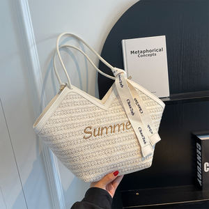 Salida de fábrica 2025, bolso trenzado de playa de viaje para <span class=keywords><strong>mujer</strong></span>, bolso de hombro de algodón, Cubo de ganchillo, almacenamiento, bolso grande, <span class=keywords><strong>bolsos</strong></span> de hombro - Product Image 3