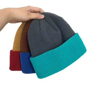 New York maßge schneiderte Marke Winter garn Skully Fischer gerippte Mütze Mütze Mütze Hüte gestrickte Mütze
