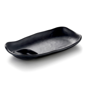 Plato de Sushi Japonés de Melamina Irregular Dividido para Restaurante de Hotel, Negro Mate, con Compartimento para Salsa - Product Image 1