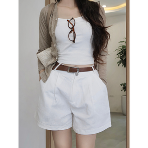 กางเกงวิ่งผู้หญิงคุณภาพสูง ระบายอากาศได้ดี สีพื้น สไตล์เกาหลี ผ้าฝ้าย 100% เป็นมิตรกับสิ่งแวดล้อม MISOUL เอวสูง ติดกระดุม - Product Image 1