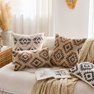 Vente en gros de taies d'oreiller décoratives Taie d'oreiller géométrique en jacquard Taie d'oreiller en coton et lin - Product Image 5