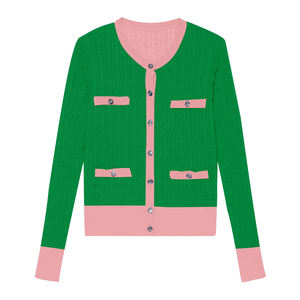 제조업체 Oem Odm 사용자 정의 여성 그리스 니트 스웨터 인과 핑크 녹색 여학생 오픈 전면 긴 소매 카디건 - Product Image 2