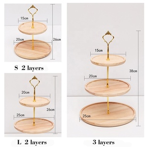 Vaisselle de restaurant incassable Plateau à gâteau en bois à trois niveaux de qualité alimentaire - Product Image 6