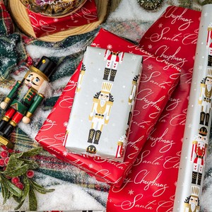Christmas Nutcracker Pattern Gift Wrapping Paper Double-Sided Coated Specialty Paper for Holiday Packaging - Product Image 2