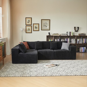 Canapé modulable en forme de L avec velours côtelé, support en mousse à mémoire de forme Design sans assemblage Canapé moelleux parfait pour le salon - Product Image 1