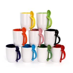 <span class=keywords><strong>Taza</strong></span> de cerámica con cuchara, <span class=keywords><strong>taza</strong></span> de café de porcelana bicolor personalizada, <span class=keywords><strong>asa</strong></span> e interior de <span class=keywords><strong>color</strong></span>, regalo promocional para empresas - Product Image 2