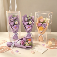 Bouquet de fleurs préservées faites à la main, fleurs au crochet créatives, fleurs tricotées finies, 35 cm, décoration pour la Saint-Valentin, cadeau respectueux de l'environnement