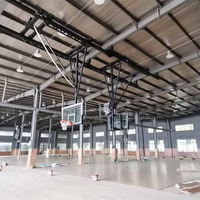 Panier de basket pliable en métal robuste pour plafond, avec anneau détachable, support réglable peu encombrant et panneau arrière en verre trempé